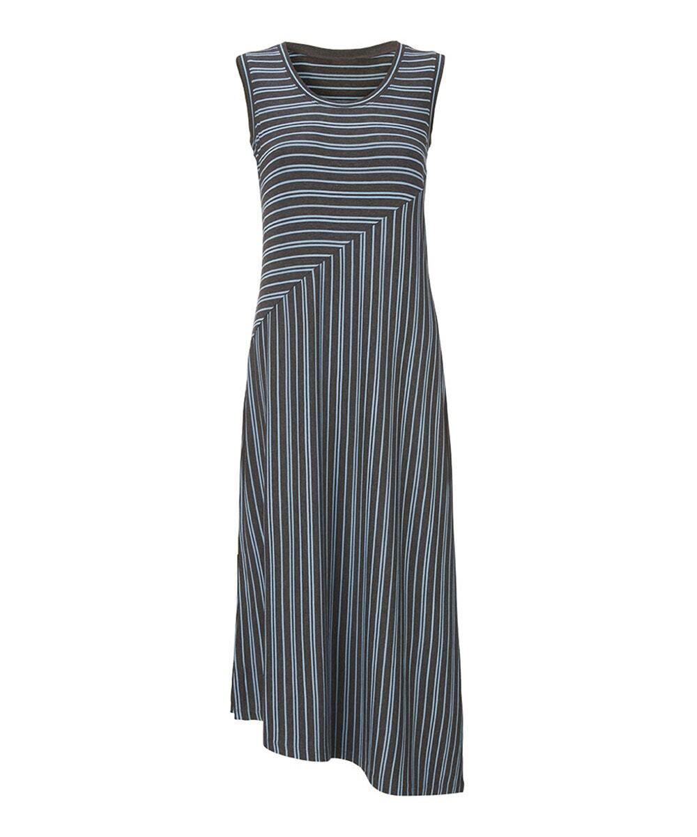 Cabi | Baby Blue & Gray Stripe Dia Sleeveless Asymmetric Maxi Dress M